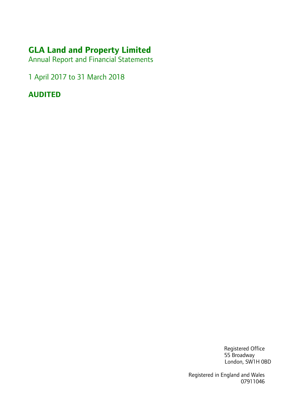 GLA Land and Property Ltd Financial Statements 2017/18