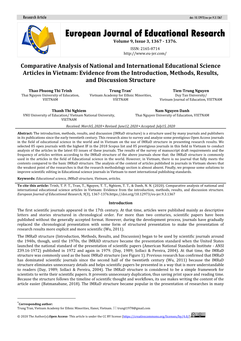 Comparative Analysis of National and International Educational Science