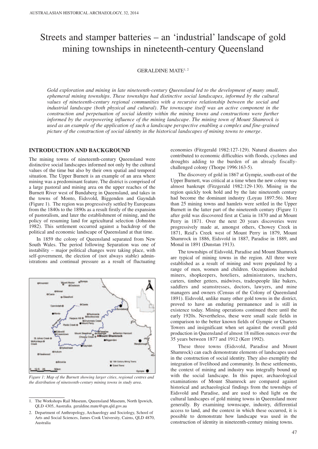 Landscape of Gold Mining Townships in Nineteenth-Century Queensland