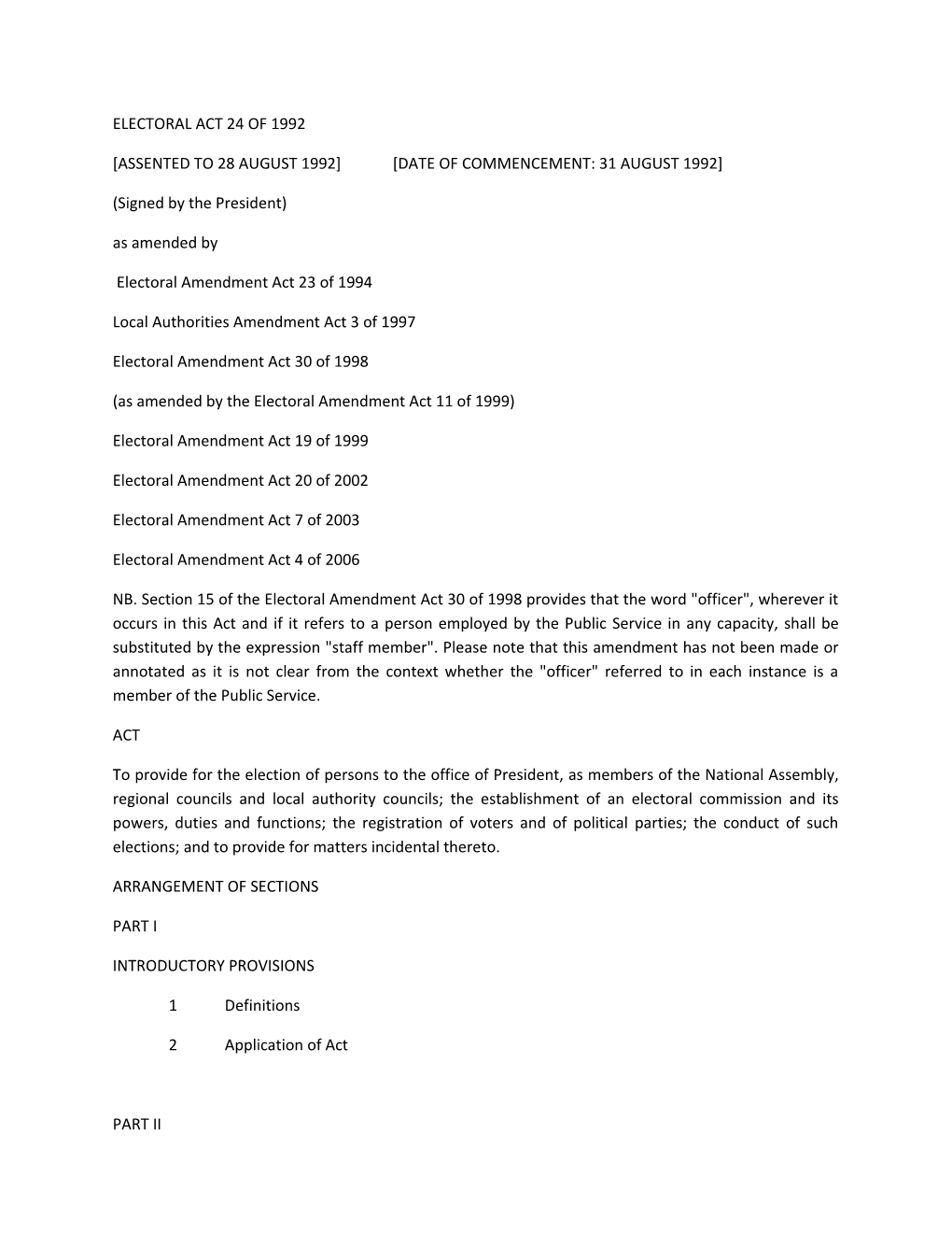 Electoral Act 24 of 1992