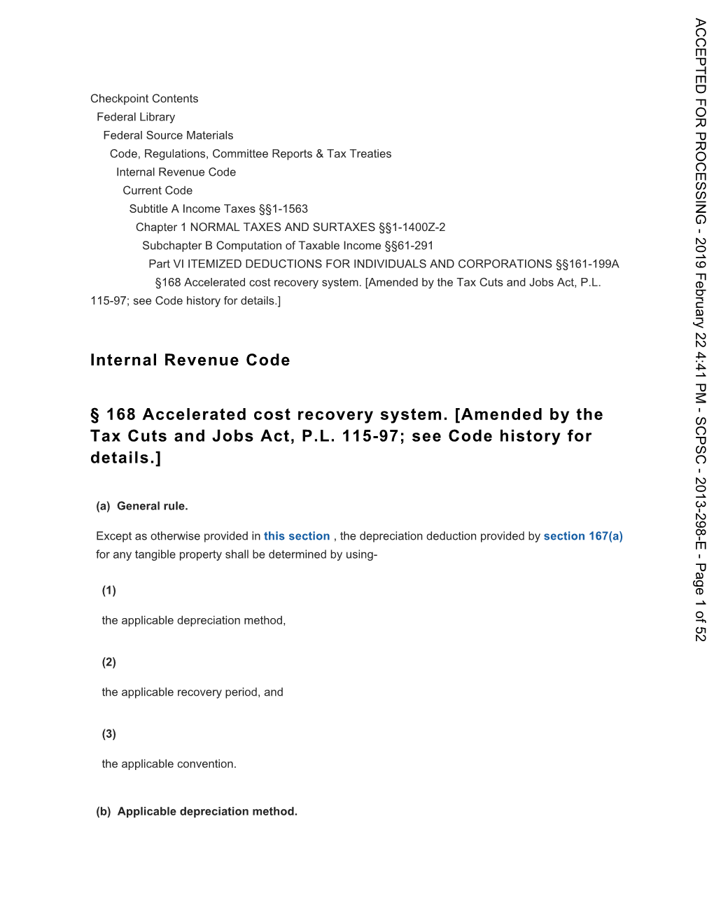 Internal Revenue Code §168(K)