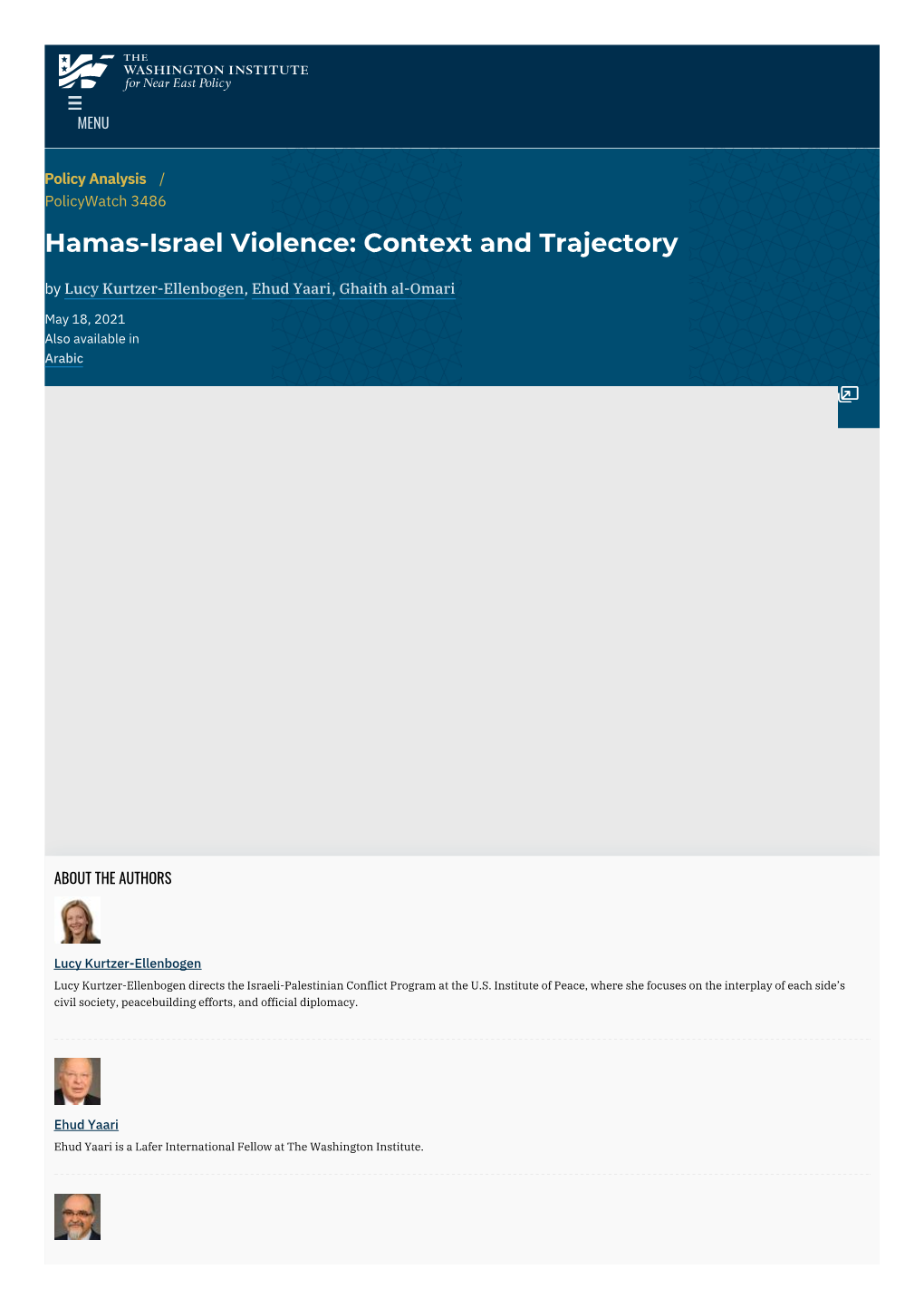 Hamas-Israel Violence: Context and Trajectory by Lucy Kurtzer-Ellenbogen, Ehud Yaari, Ghaith Al-Omari