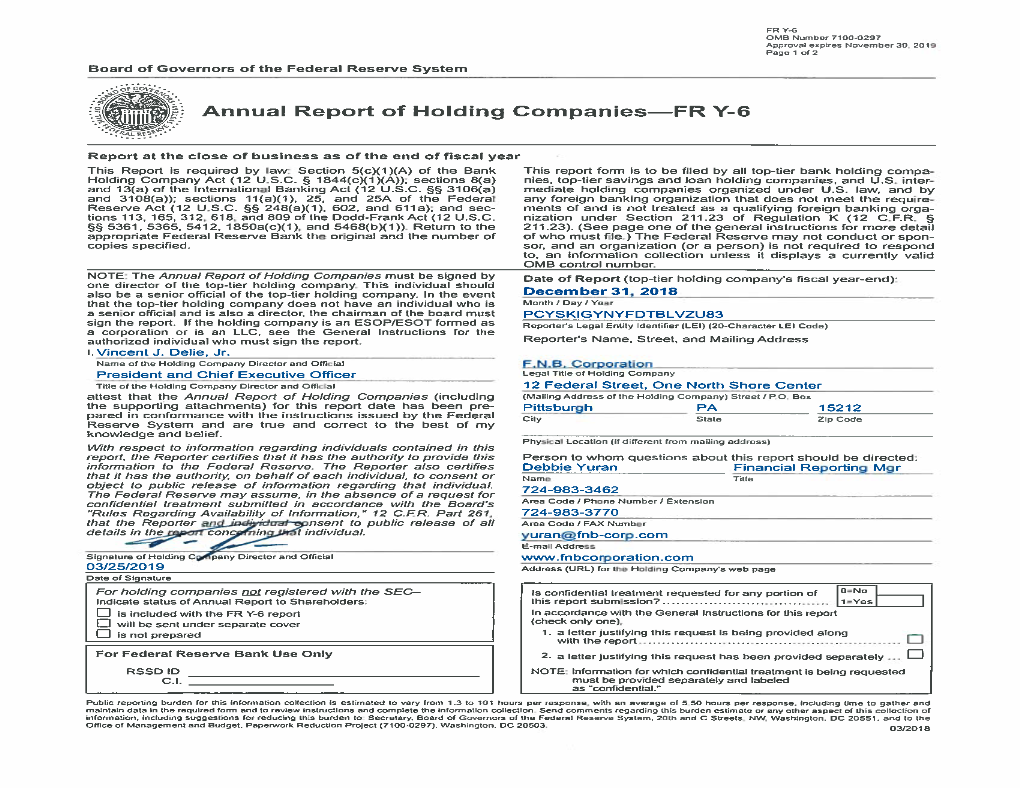 Fnb Corporation Pittsburgh Pa 3005332.Pdf