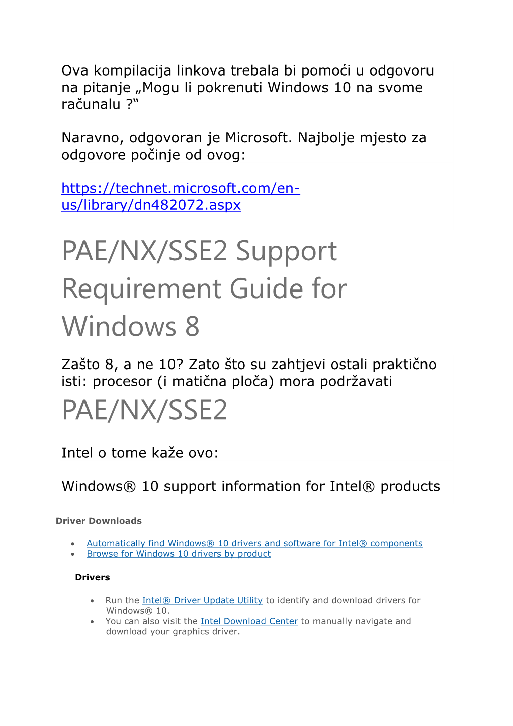 PAE/NX/SSE2 Support Requirement Guide for Windows 8 PAE/NX/SSE2