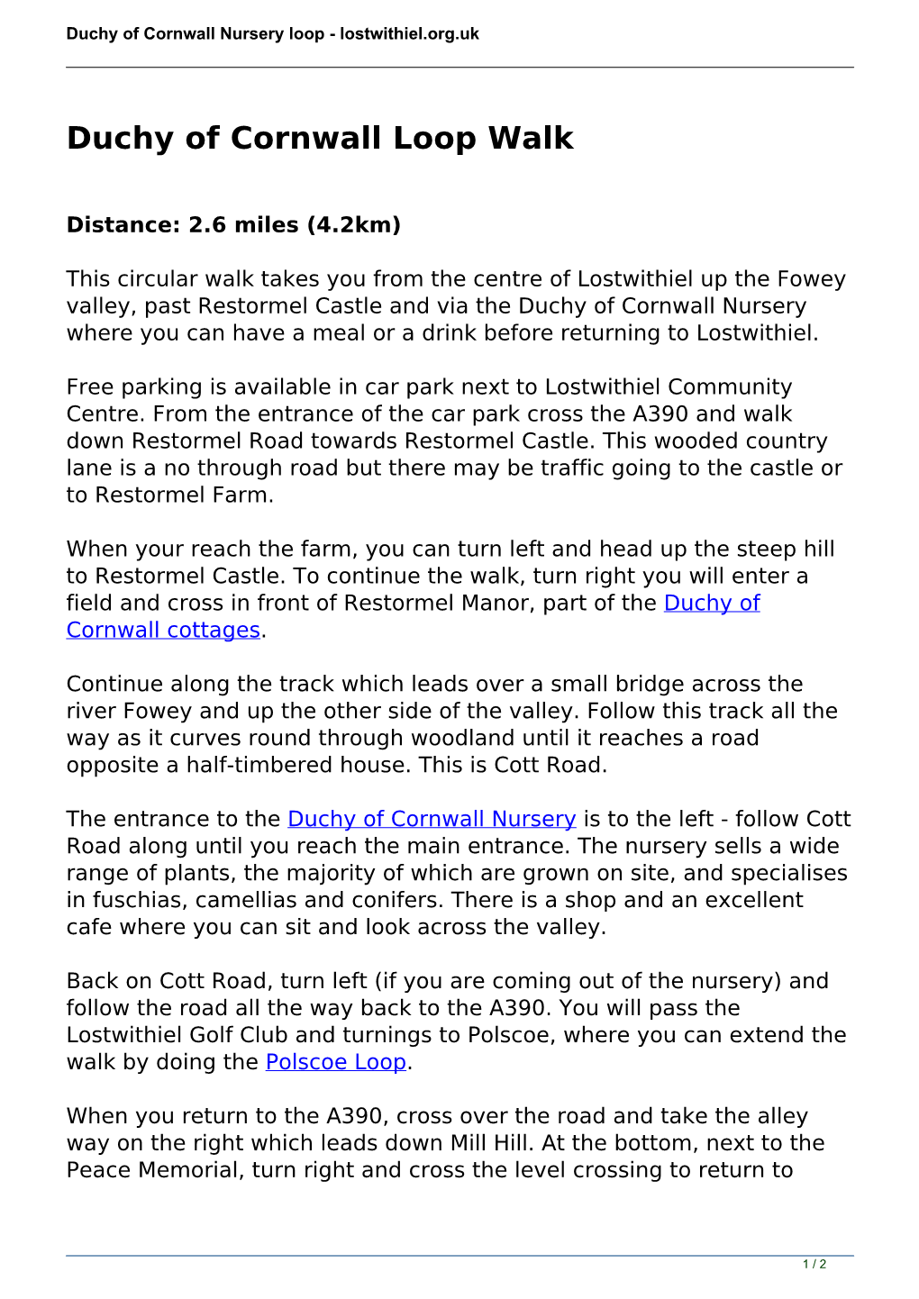 Duchy of Cornwall Nursery Loop - Lostwithiel.Org.Uk