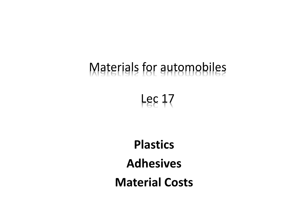 Engineering Thermoplastics: Properties and Applications