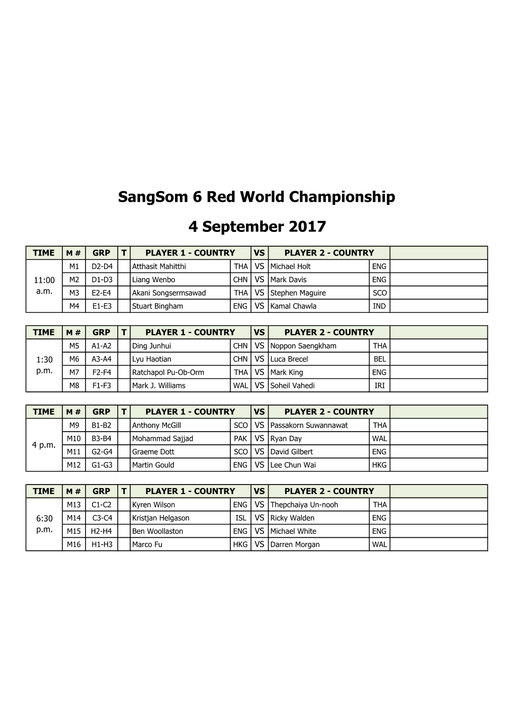 The Match Schedule