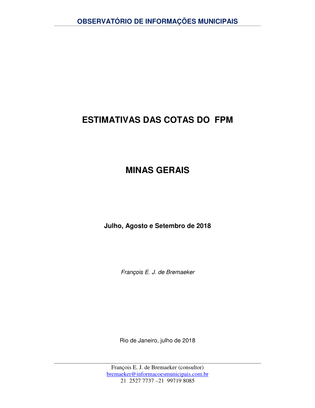 Estimativas Das Cotas Do Fpm Minas Gerais