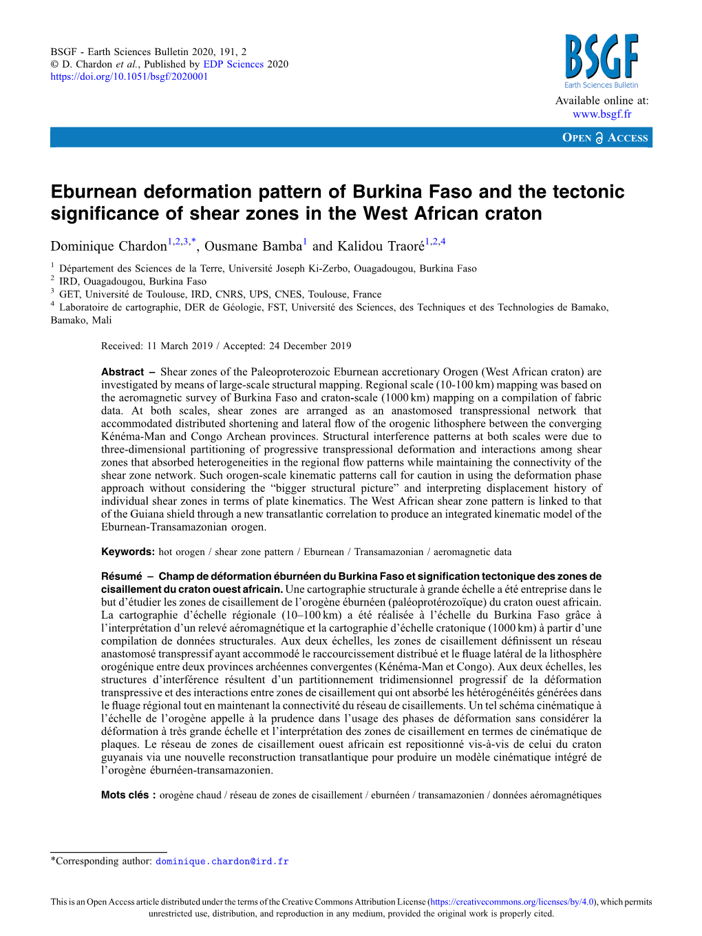 Eburnean Deformation Pattern of Burkina Faso and the Tectonic Signiﬁcance of Shear Zones in the West African Craton