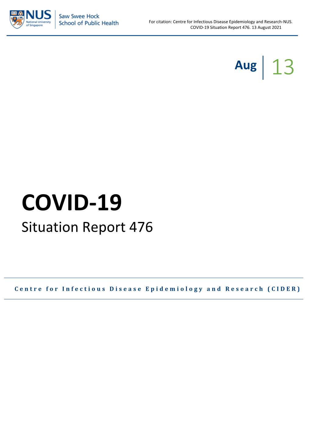 COVID-19 Situation Report 476