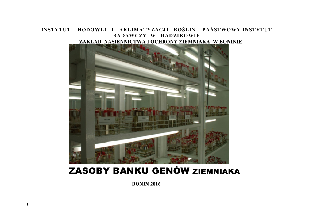 Zasoby Banku Genów Ziemniaka