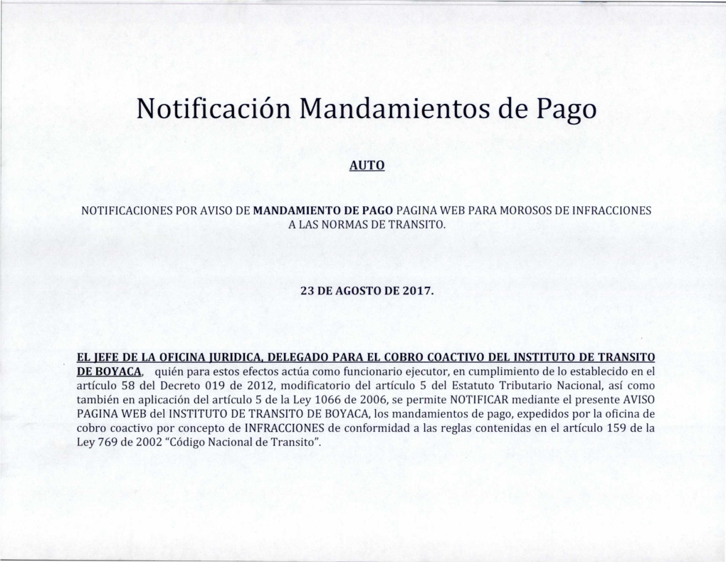 Notificación Mandamientos De Pago