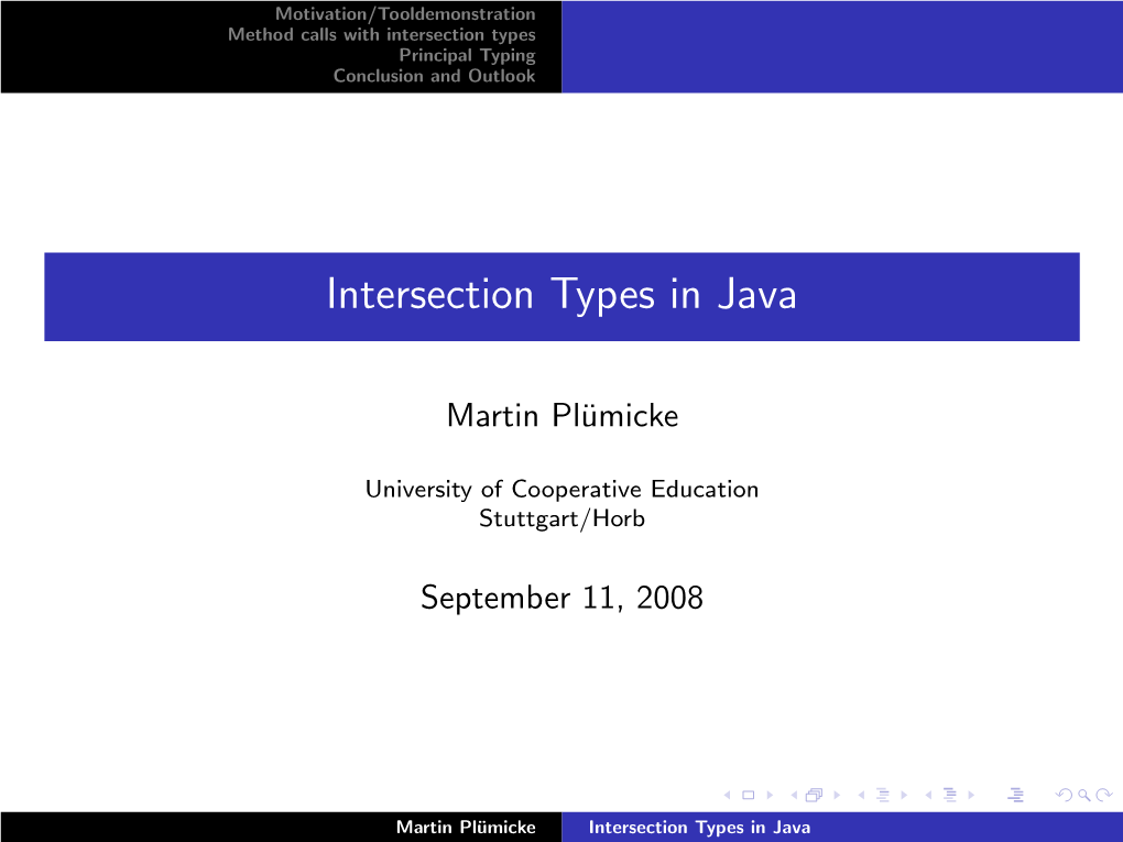 Intersection Types in Java