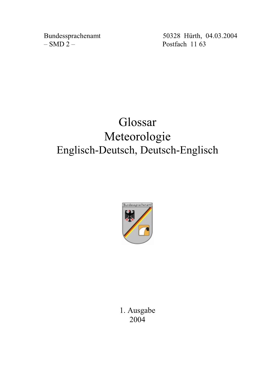 Glossar Meteorologie Englisch-Deutsch, Deutsch-Englisch