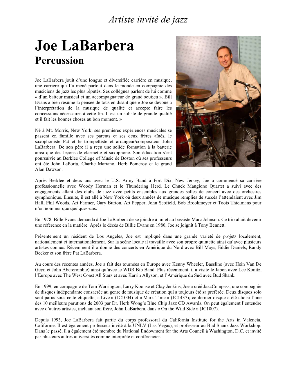 Joe Labarbera Percussion