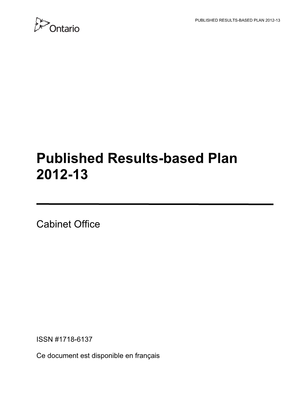 Results-Based Plan Briefing Book