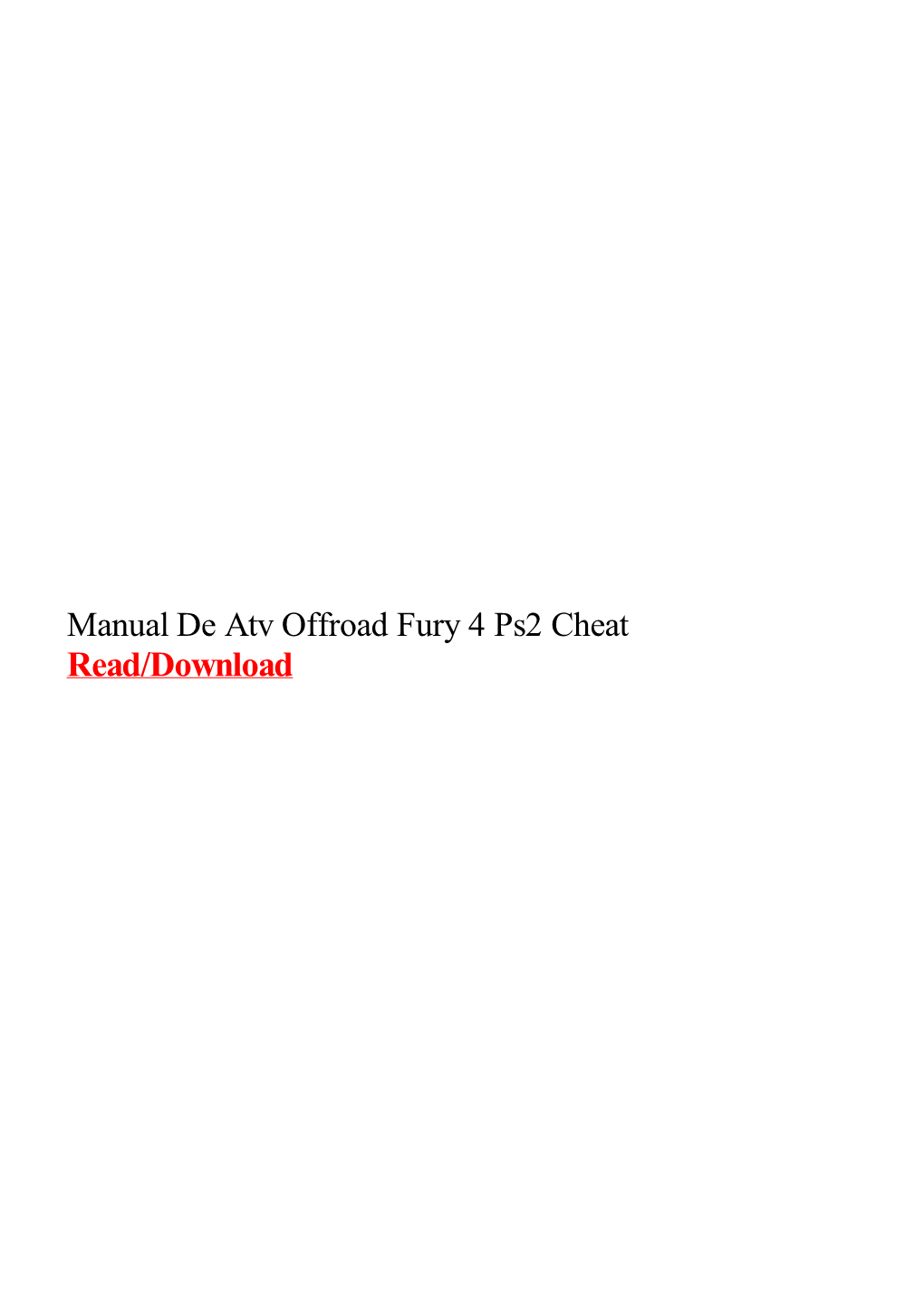 Manual De Atv Offroad Fury 4 Ps2 Cheat