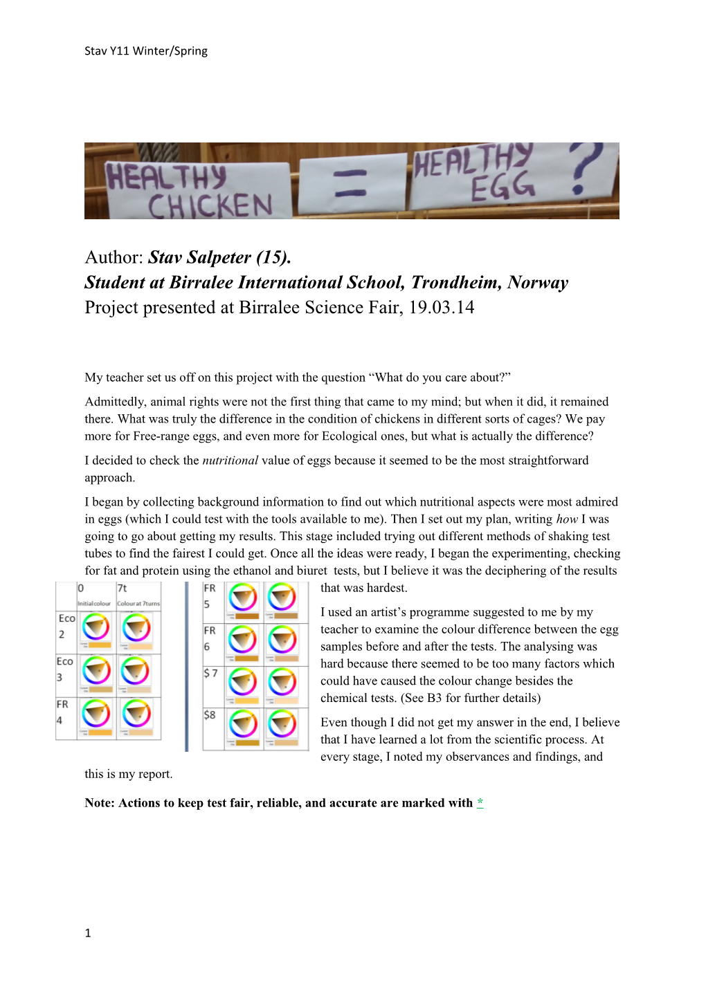 Project Presented at Birralee Science Fair, 19.03.14