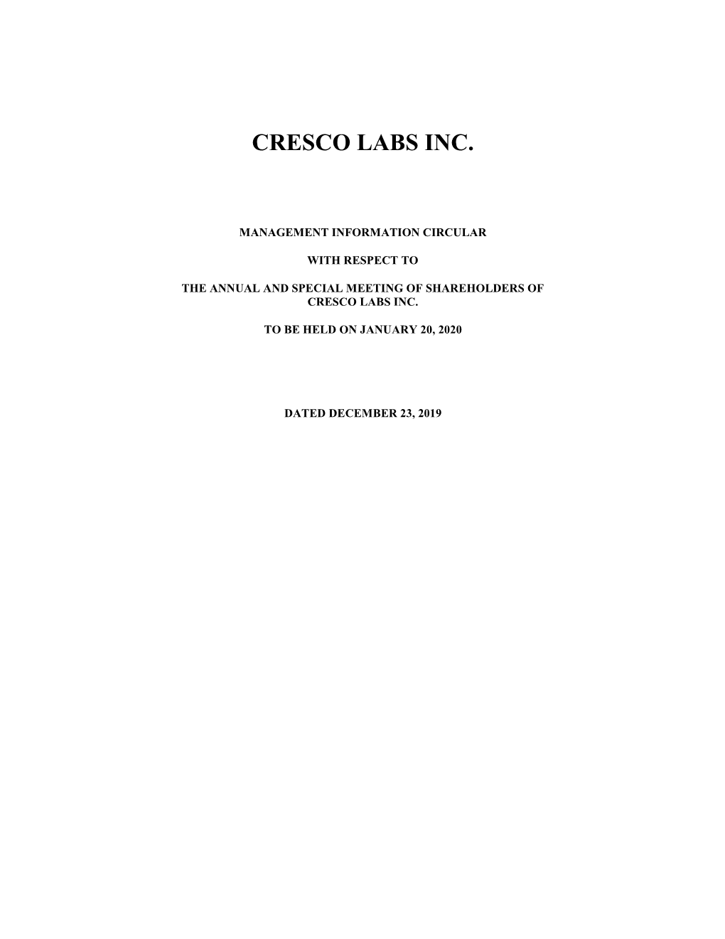 Cresco Labs Inc