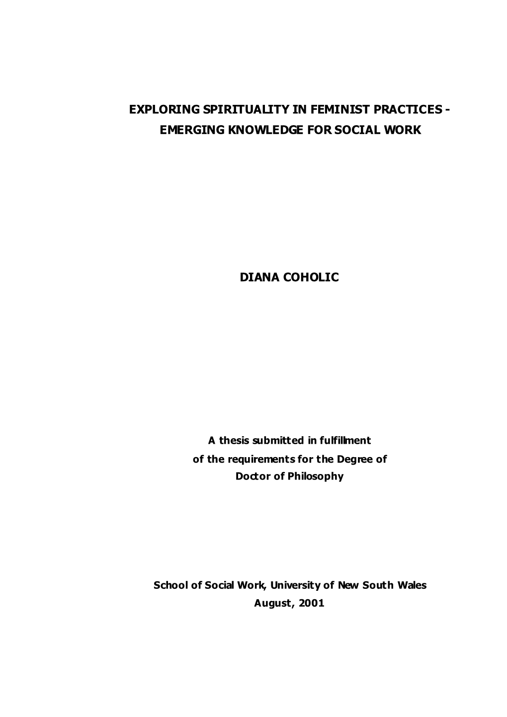 Exploring Spirituality in Feminist Practices - Emerging Knowledge for Social Work