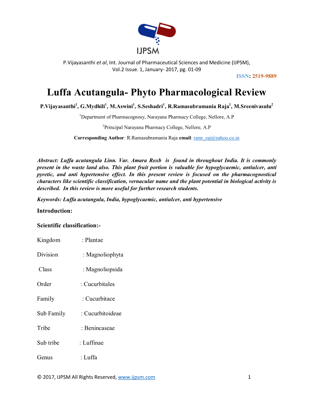 Luffa Acutangula- Phyto Pharmacological Review