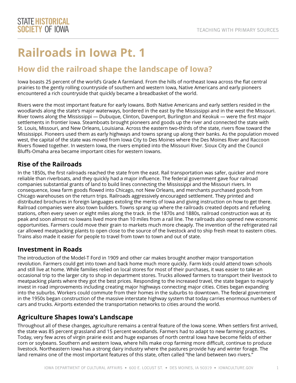 Railroads in Iowa Pt. 1 How Did the Railroad Shape the Landscape of Iowa?
