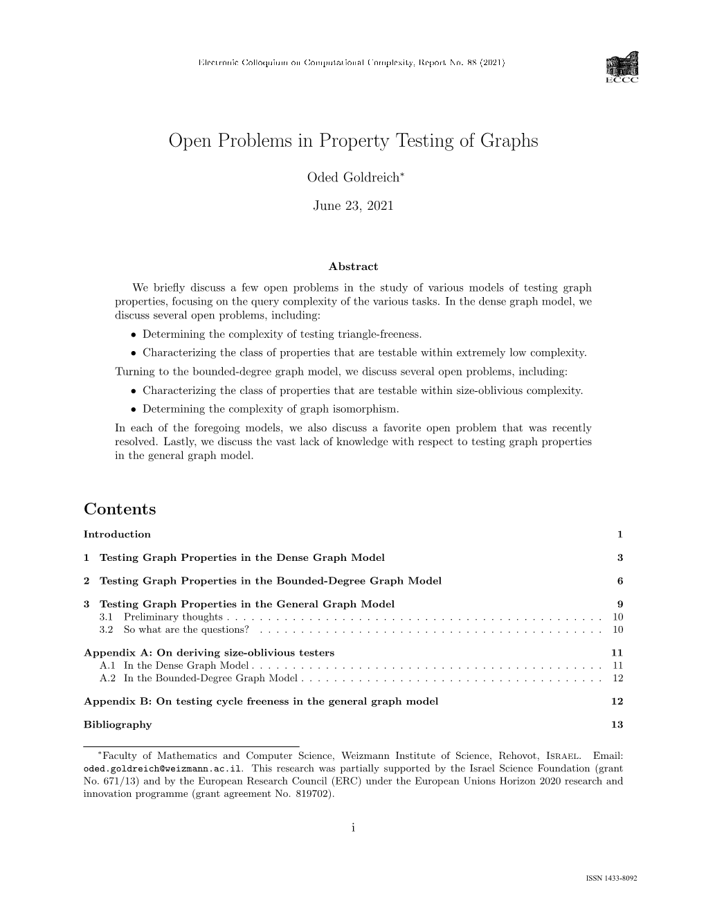 Open Problems in Property Testing of Graphs