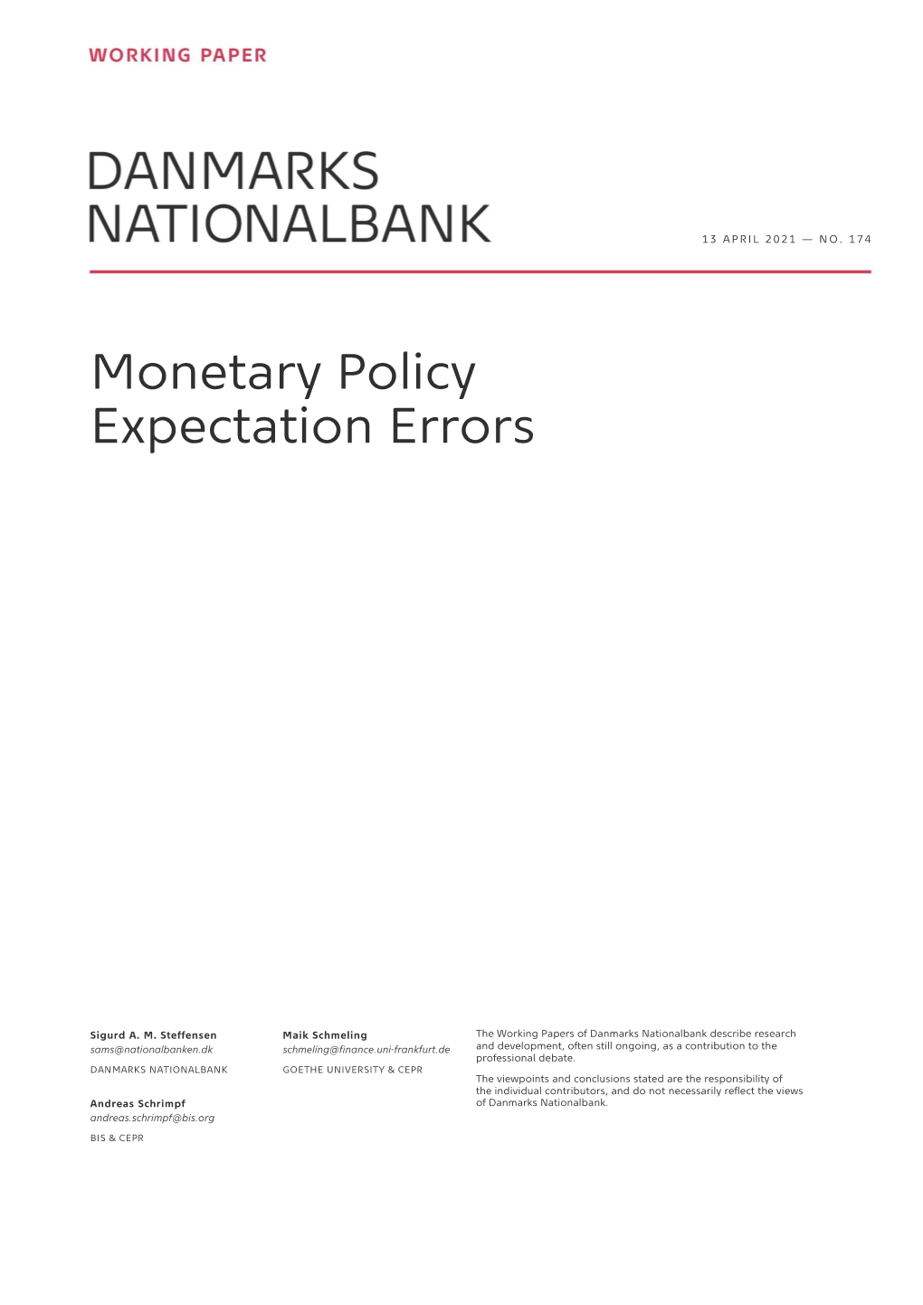 Monetary Policy Expectation Errors