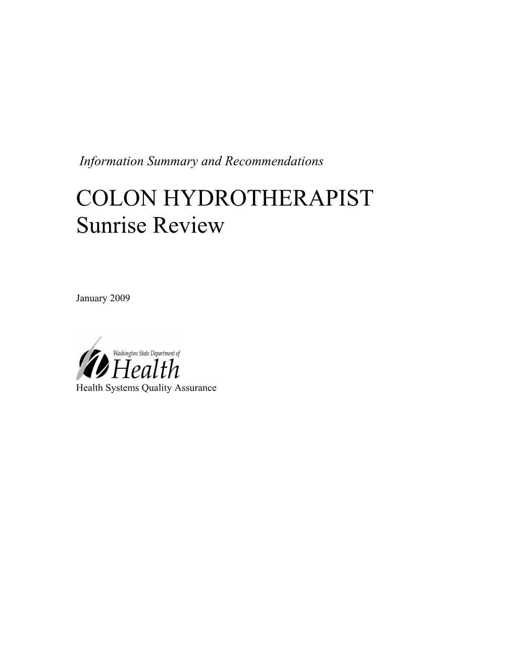 COLON HYDROTHERAPIST Sunrise Review