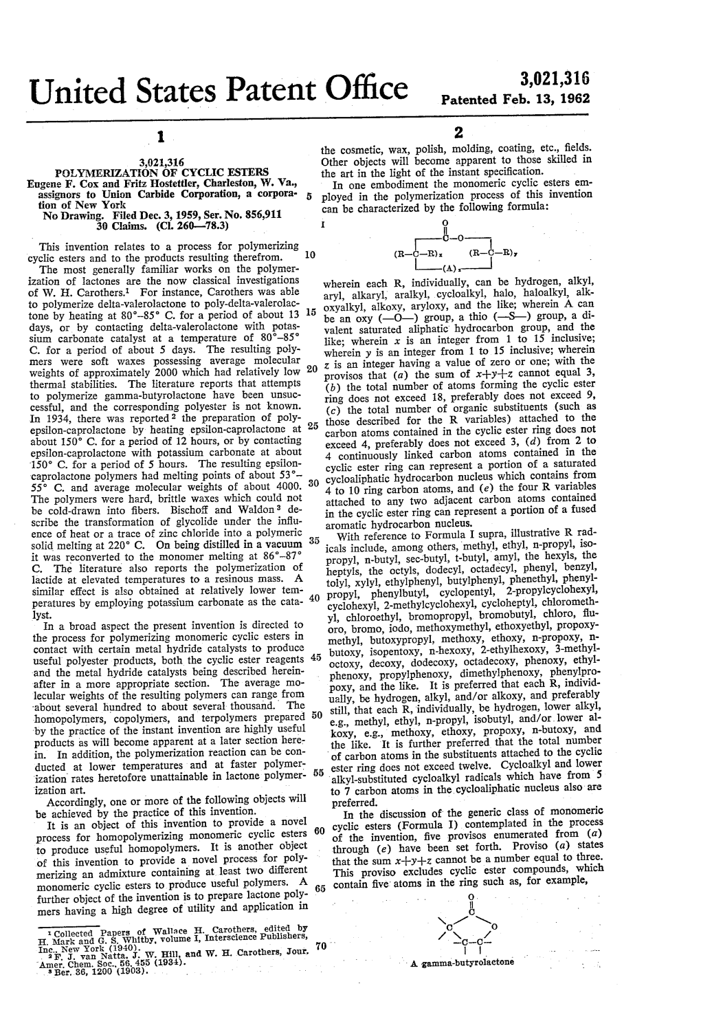 United States Patent Office Patented Feb