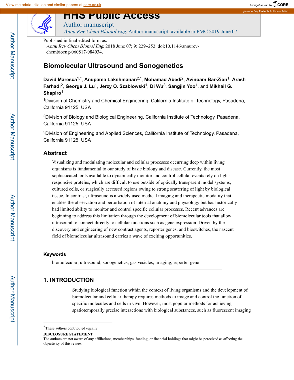 Biomolecular Ultrasound and Sonogenetics