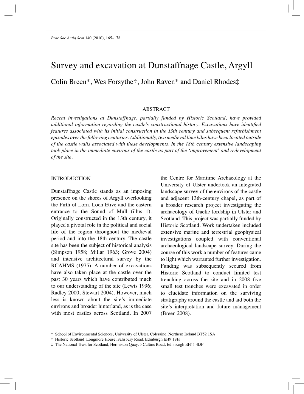 Survey and Excavation at Dunstaffnage Castle, Argyll | 165