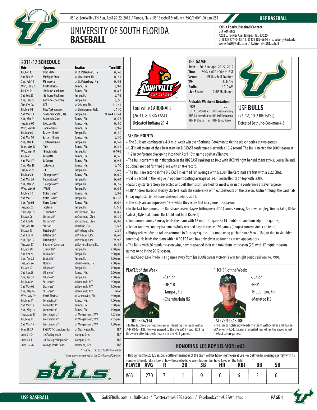 University of South Florida Baseball