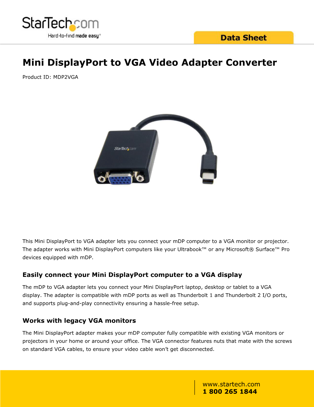 Mini Displayport to VGA Video Adapter Converter