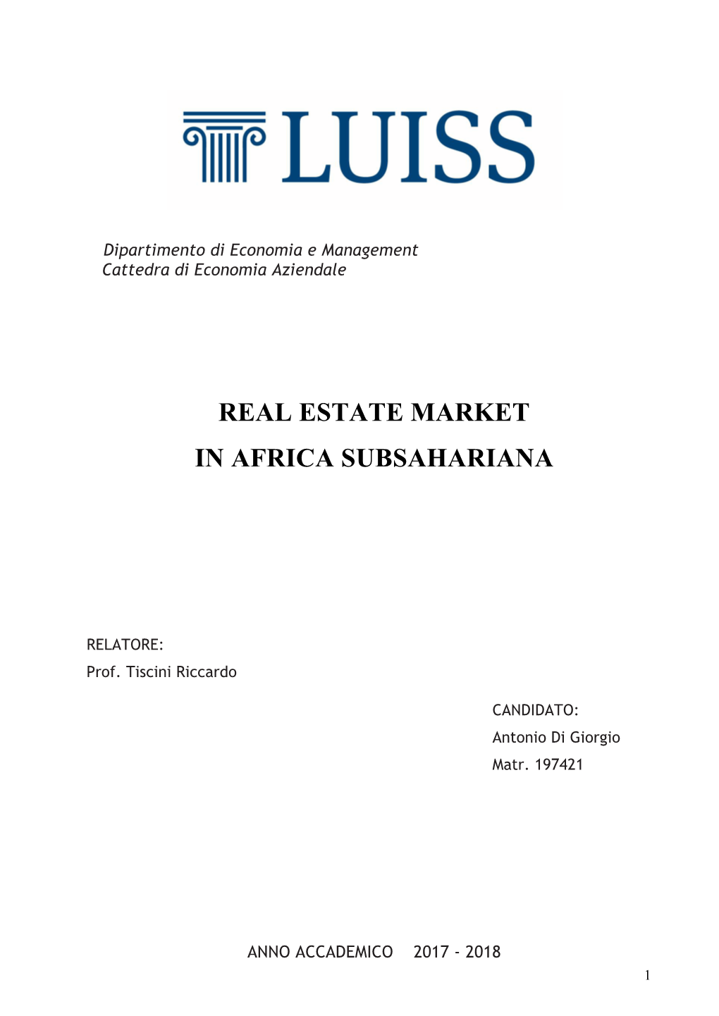 1Real Estate Market in Africa Subsaharina