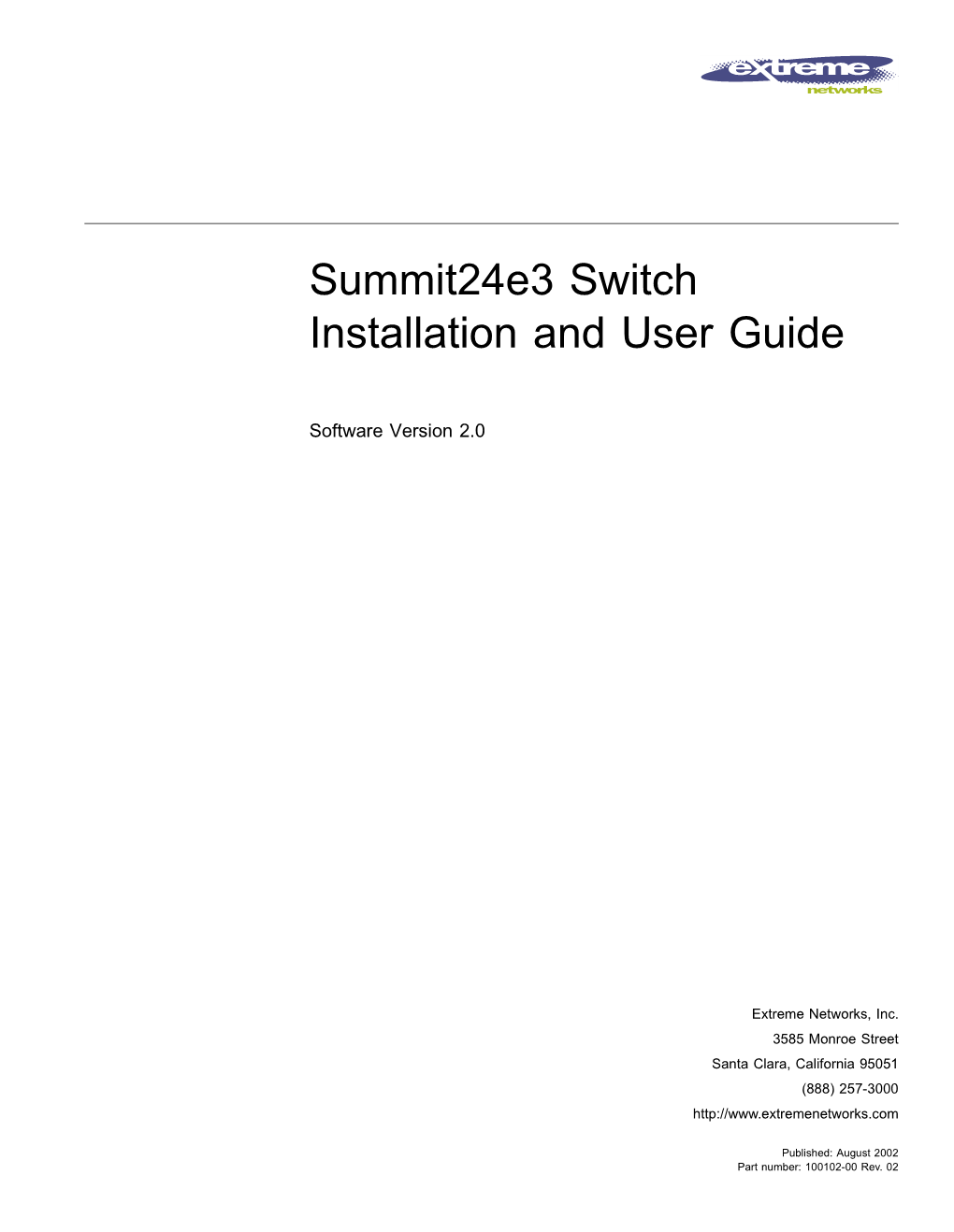 Summit24e3 Switch Installation and User Guide