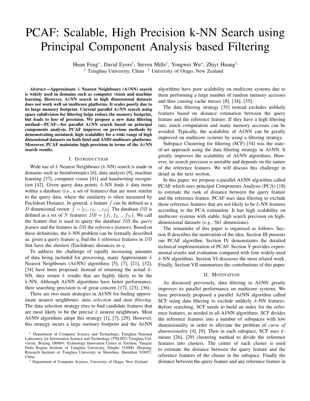 PCAF: Scalable, High Precision K-NN Search Using Principal Component Analysis Based Filtering