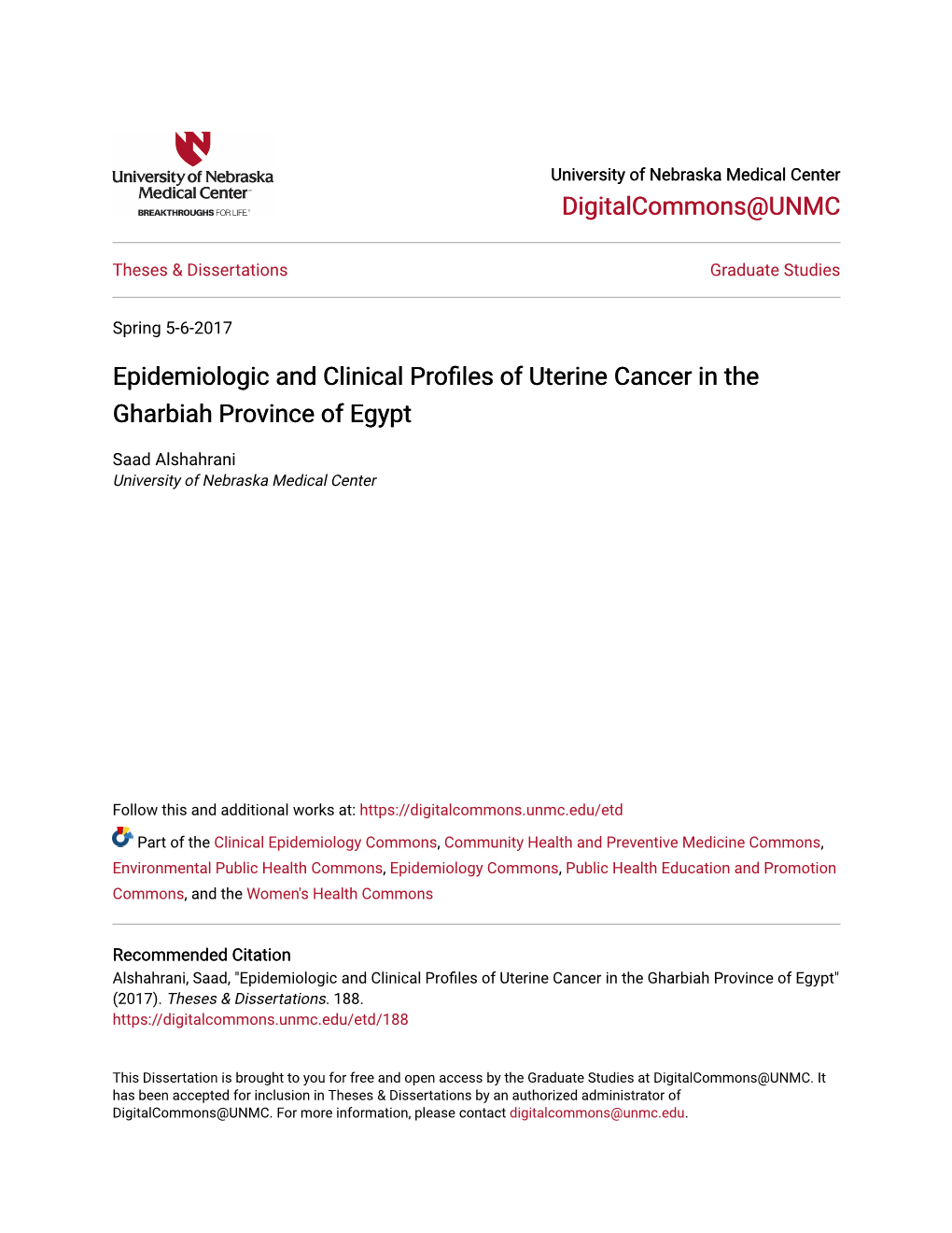 Epidemiologic and Clinical Profiles of Uterine Cancer in the Gharbiah Province of Egypt