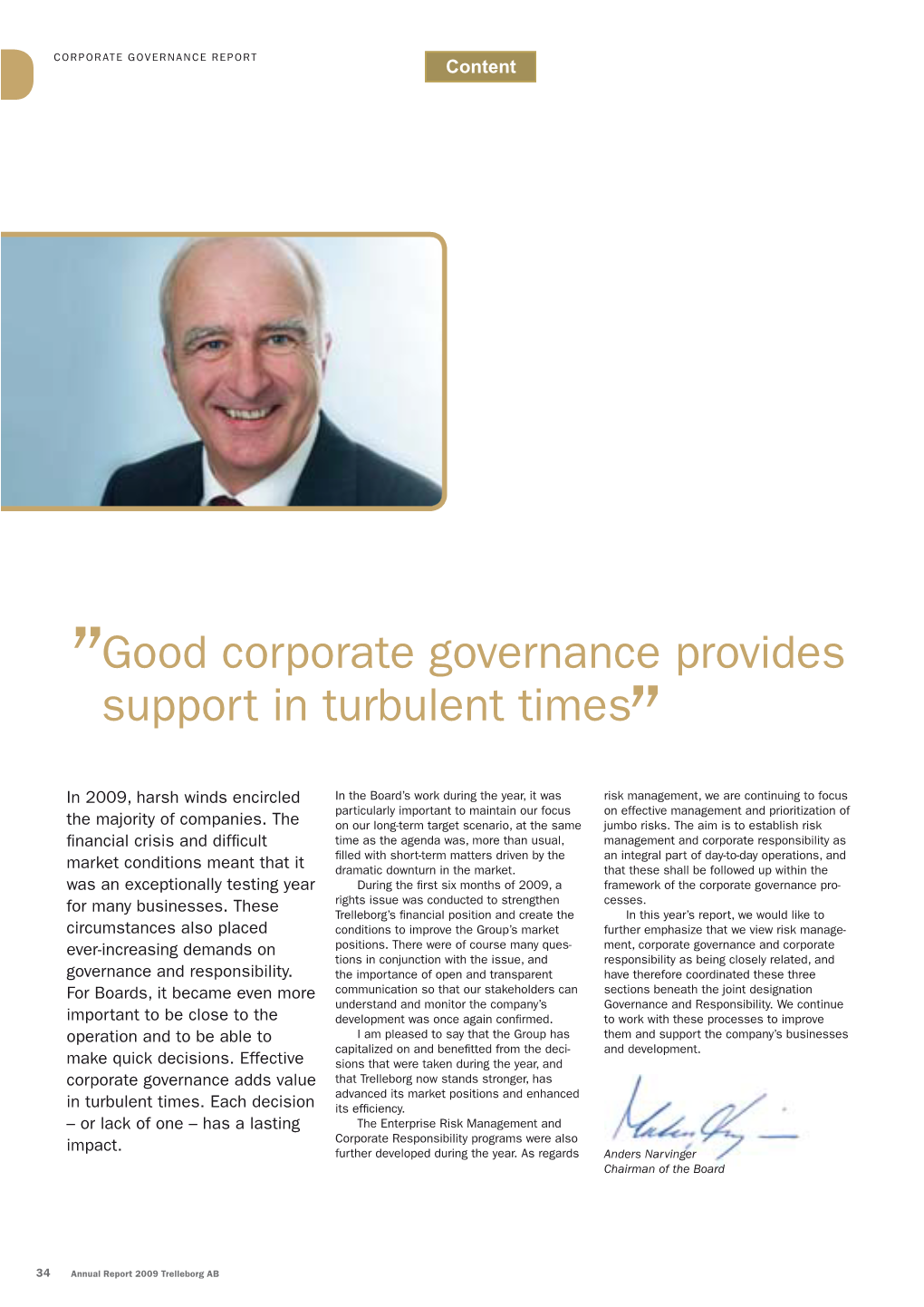 Good Corporate Governance Provides Support in Turbulent Times