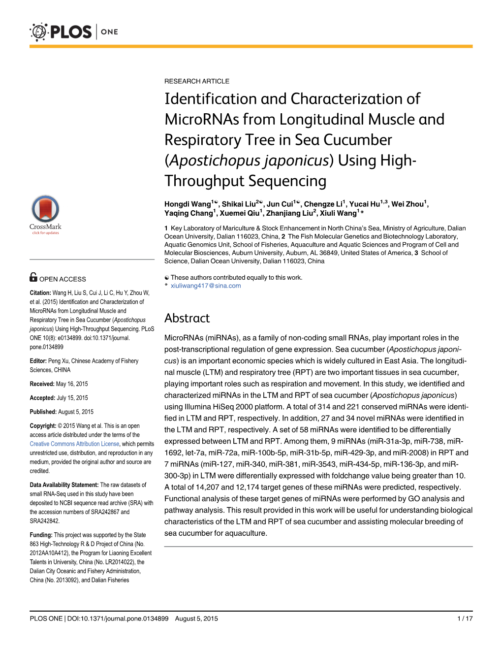Identification and Characterization of Micrornas from Longitudinal