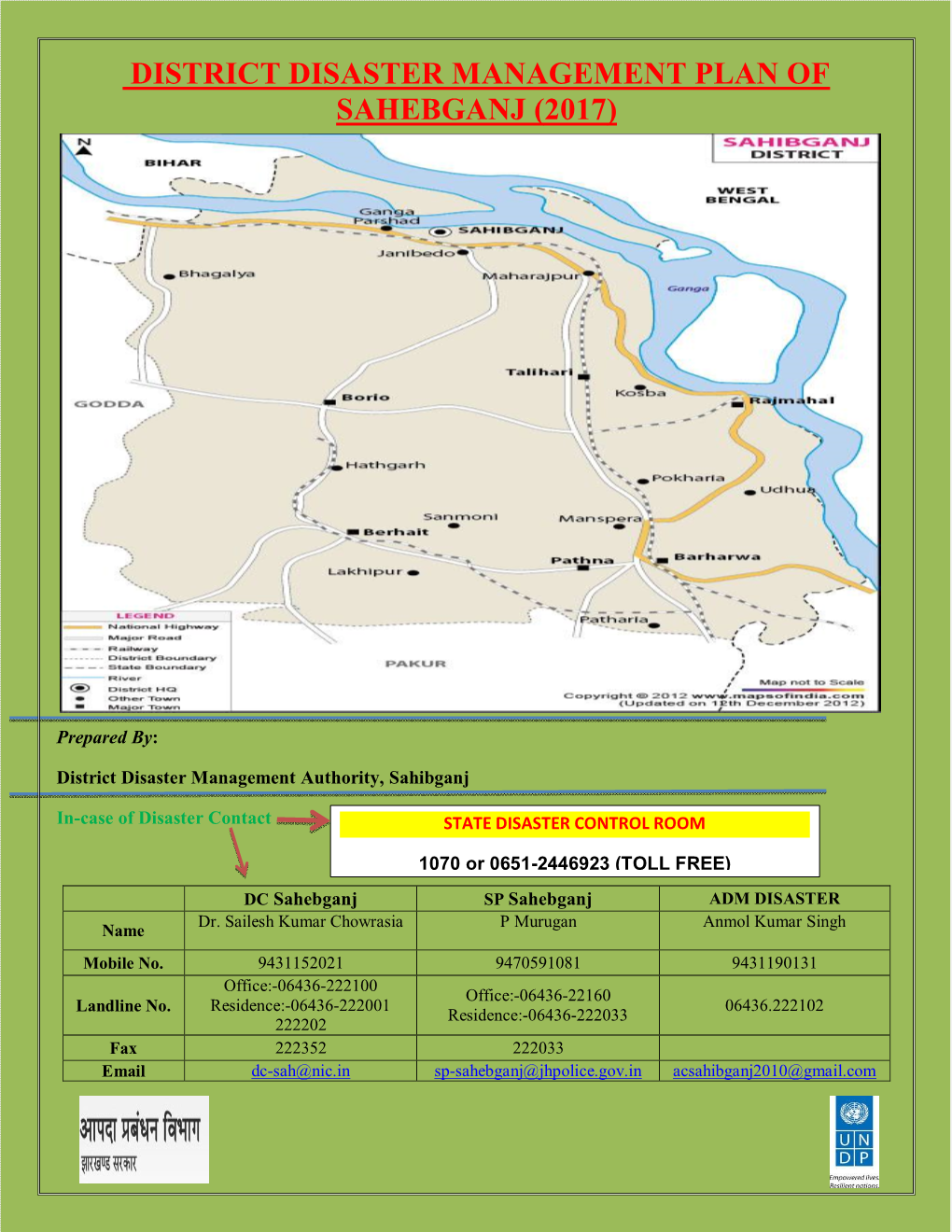 District Disaster Management Plan of Sahebganj (2017)