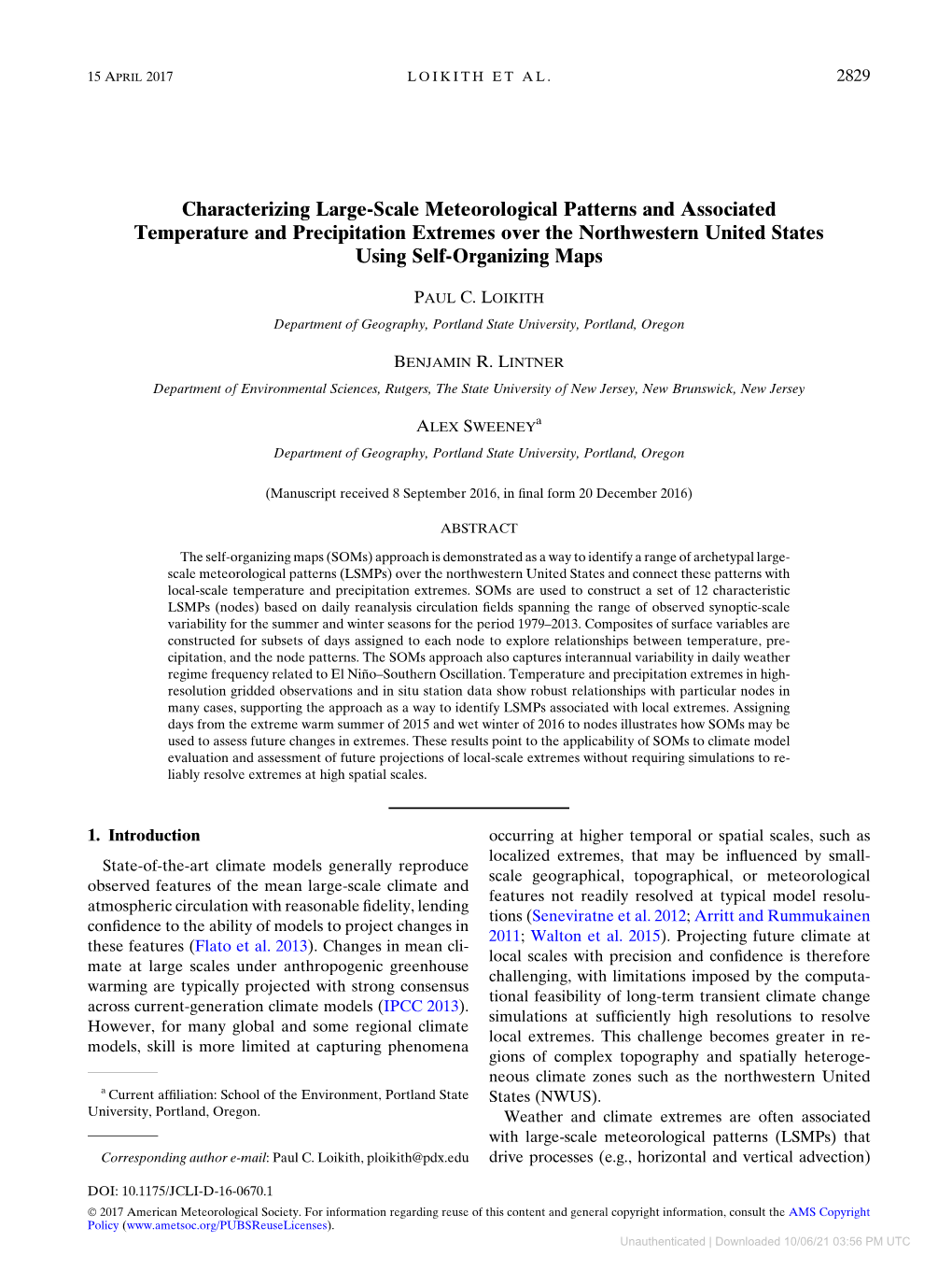 Downloaded 10/06/21 03:56 PM UTC 2830 JOURNAL of CLIMATE VOLUME 30 Promoting the Occurrence of Extremes (Grotjahn Et Al