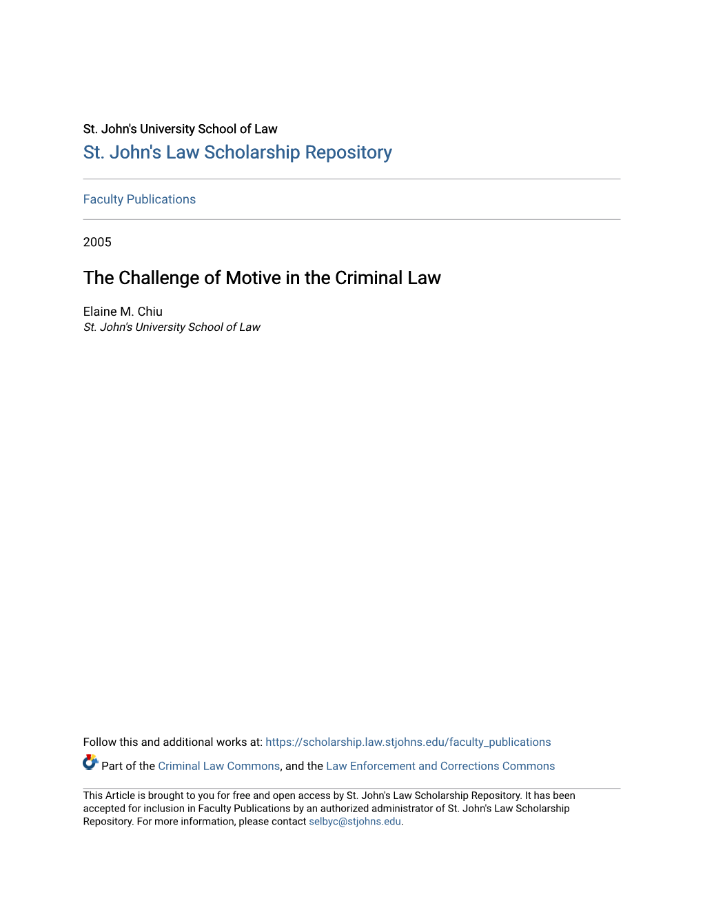 The Challenge of Motive in the Criminal Law