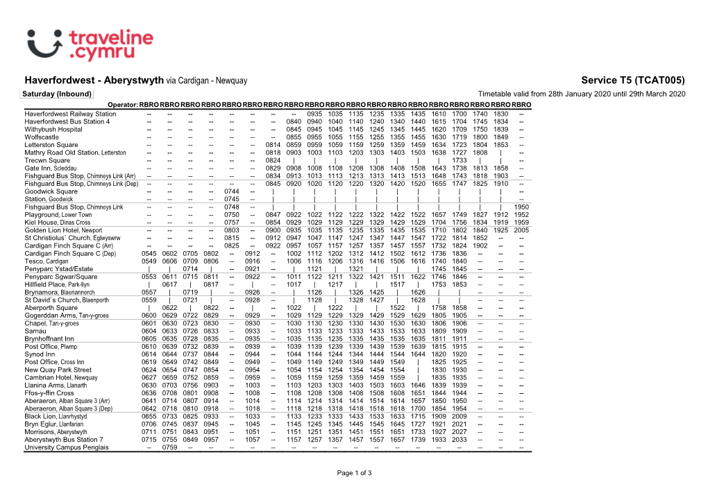 Timetable 0T5MGA1