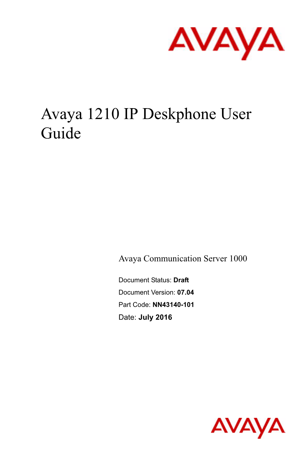 Avaya 1210 IP Deskphone User Guide