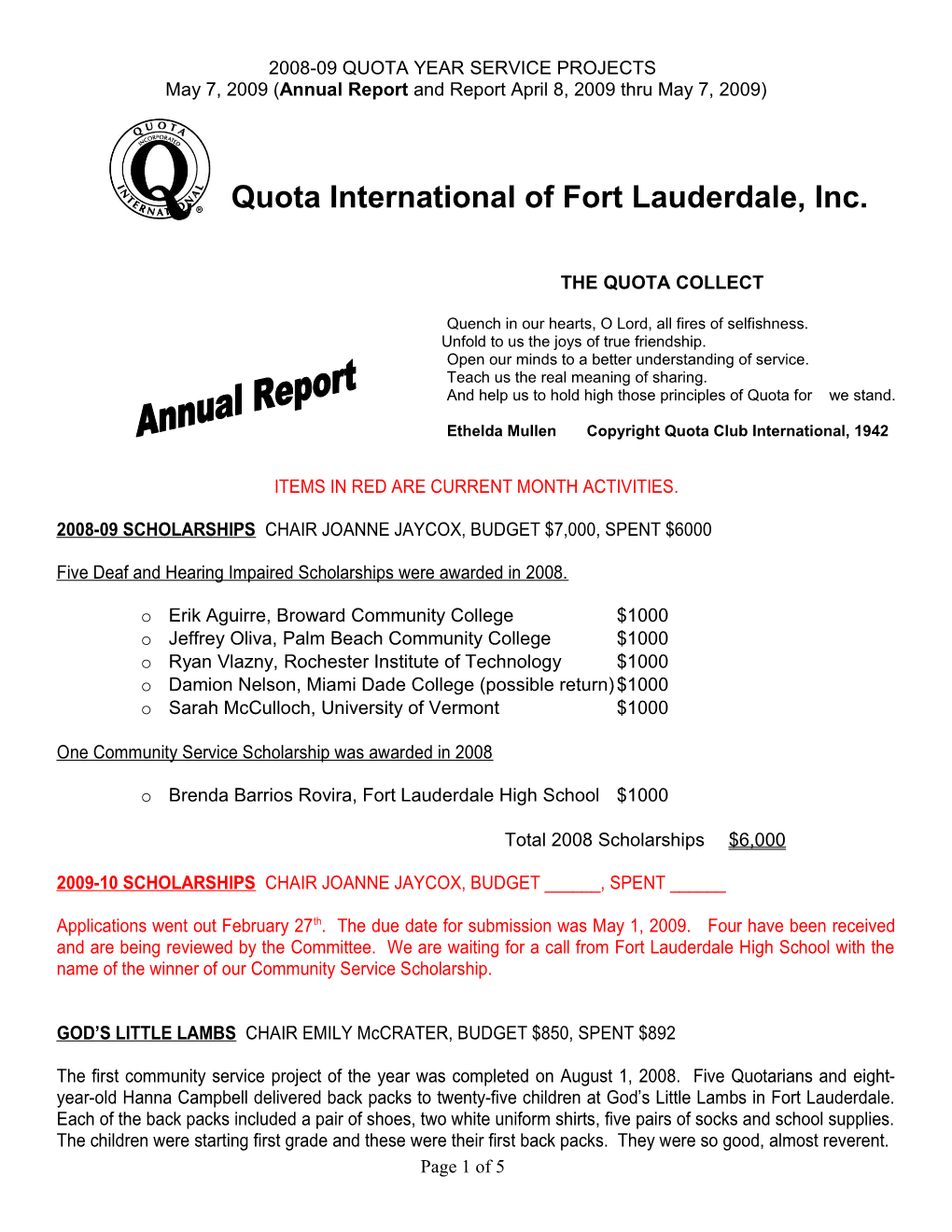 Quota International of Fort Lauderdale, Inc