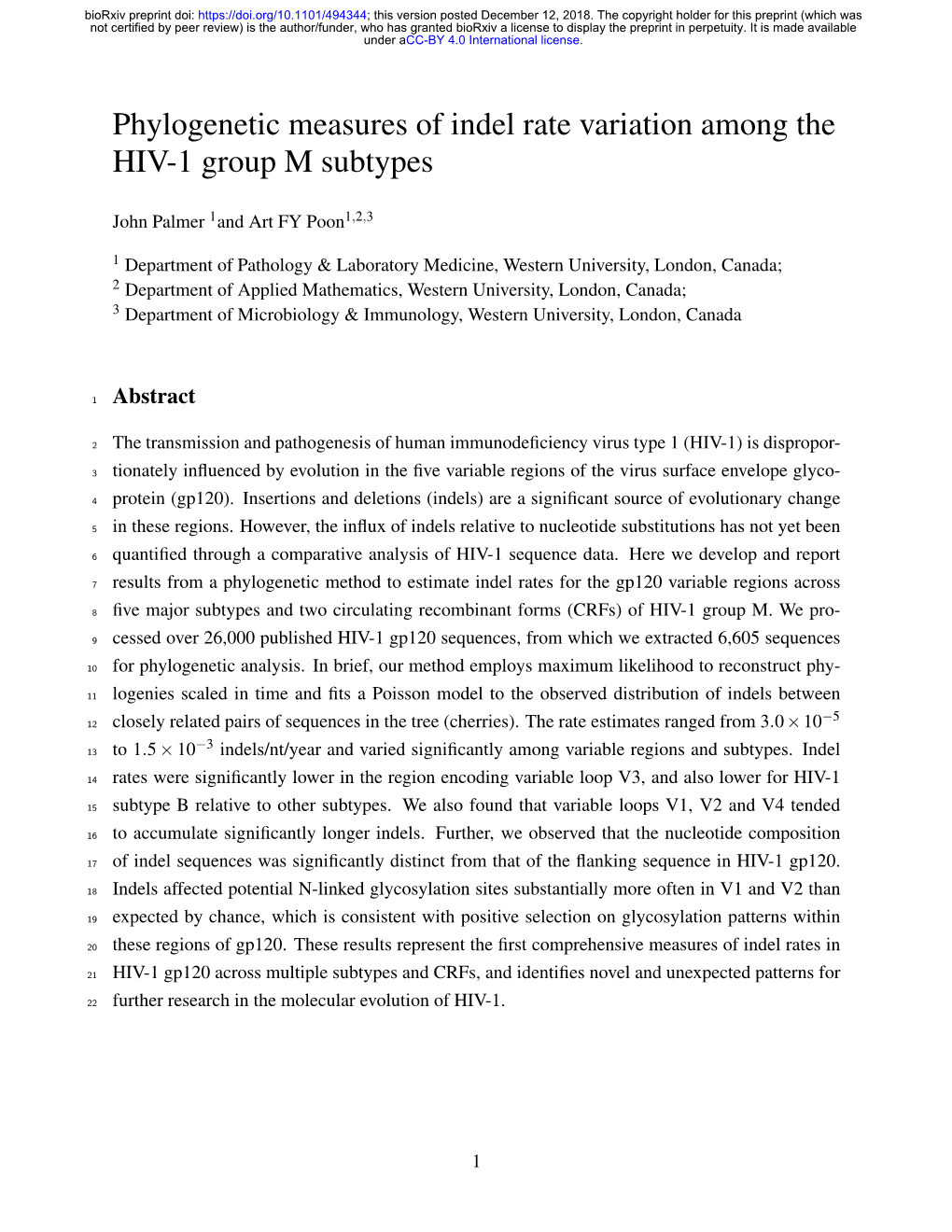 Phylogenetic Measures of Indel Rate Variation Among the HIV-1 Group M Subtypes