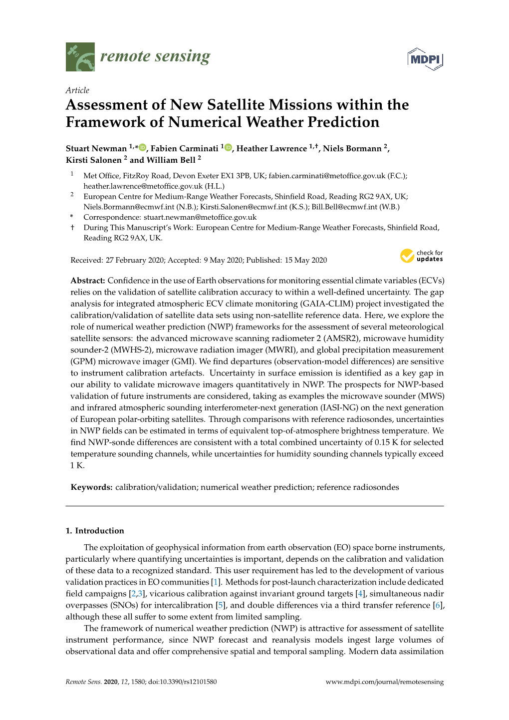 Assessment of New Satellite Missions Within the Framework of Numerical Weather Prediction