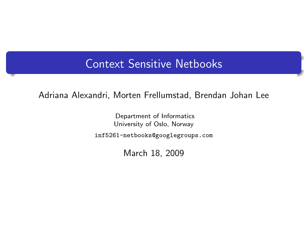 Context Sensitive Netbooks