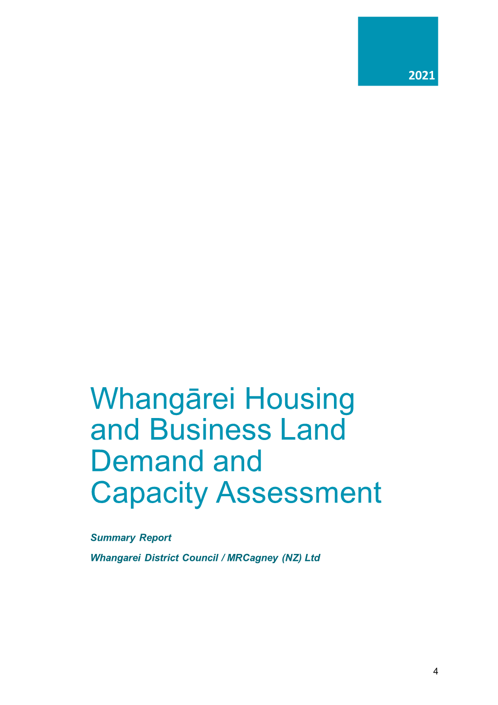 Whangārei Housing and Business Land Demand and Capacity Assessment